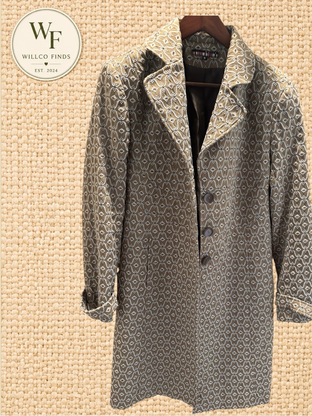 Dalia Collection Women’sSize 10 Embroidered Beaded Brocade Long Dress Coat Brown